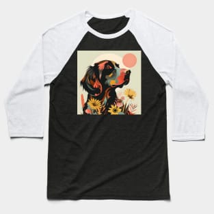 70s Flat-coated Retriever Vibes: Pastel Pup Parade Baseball T-Shirt